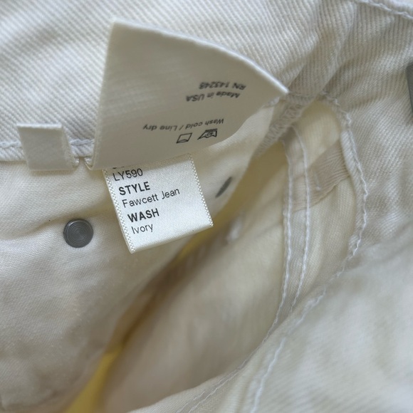 Reformation Fawcett Crop Wide Leg Jeans Size 24 Ivory Raw Hem - Picture 9 of 11